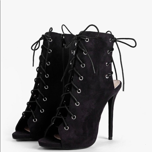 FAYE LACE UP PEEPTOE SHOE BOOT - black - Picture 10 of 12